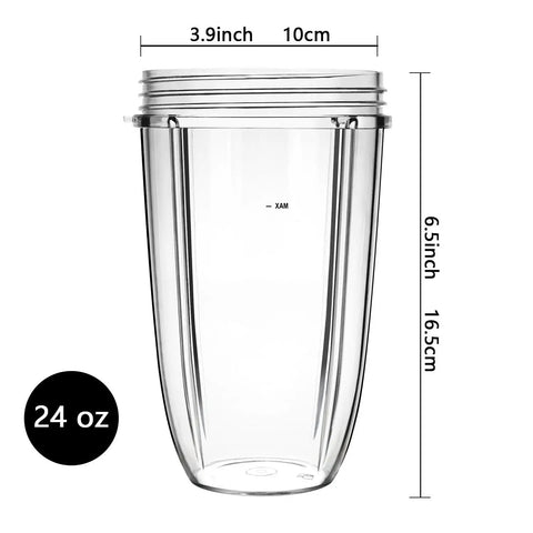 Replacement 24oz Blender Cups Compatible With Nutribullet 600W And 900W High Speed Blenders - Food Grade Plastic, Dishwasher Safe, Travel Ready, Easy Pour, Durable Nutribullet Style Cups