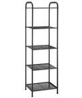 Rock Solid And Super Roomy Five Tier Extendable Metal Wire Storage Rack Heavy Duty Adjustable Height Shelf Plant Stand No Sweat Assembly For Home Or Garage Charcoal Gray close-up of four shelves with wire mesh design