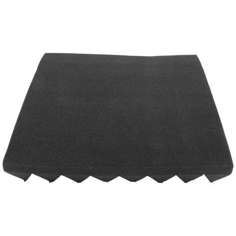 Top Shelf 2X12X12 Inch Pyramid Acoustic Foam Panels 12 Pack High Density Sound Proofing Tiles viewed from above, showing texture and shape.