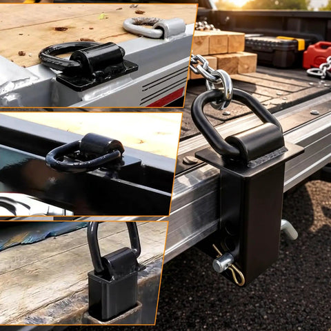 Beefy Heavy Duty Trailer Stake Pocket D Ring with Removable Adjustable Design 5400 Lb Working Load Corrosion Resistant Steel