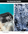 4 In 1 Submersible Pond Filter Pump 660 GPH Fountain Pump With 9 Watt Sterilizer And 3 Nozzles underwater and fountain view