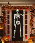 Life Size Halloween Skeleton With Seven Joints 5.4 Ft Realistic Human Bones Made From PP Ceiling Hanger Prank Decor For Porch