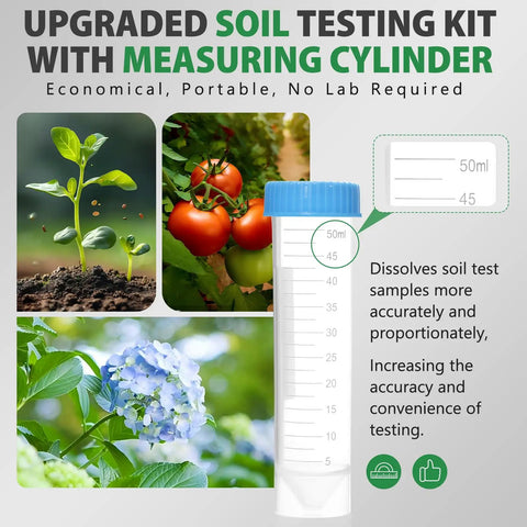 2-In-1 Soil pH And Nitrogen Tester Kit With Measuring Cylinder, 100 Test Strips For Garden Lawn Grass Flowers Vegetables Compost Dirt