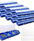 12 Pack Screw Organizer Boxes With Lids, Four-Compartment Dividers, Blue Toolbox Style Storage Case For Garage And Workshop, Keeps Small Parts, Screws, Bolts, Nuts, And Craft Supplies Sorted