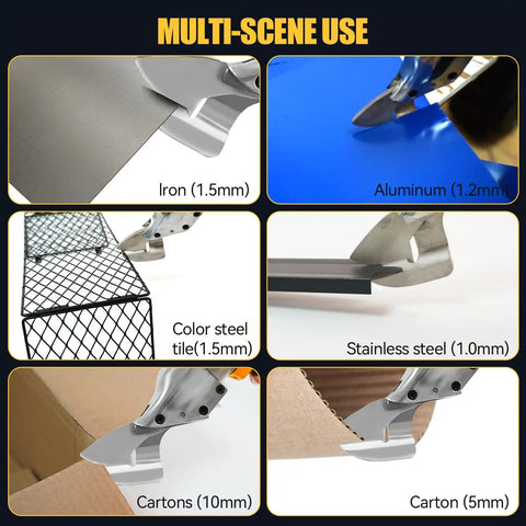 Cordless Sheet Metal Shear With LED Light And Brushless Motor For 20V Batteries cutting iron, aluminum, tile, steel, and carton