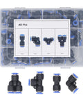 Grab These Awesome Push to Connect Air Fittings Kit To Boost Your Pneumatic System Efficiency And Durability With Easy Install Splitters And Elbows For 8mm Tubes That Rock. 40-piece 8mm black push-to-connect pneumatic fittings kit with elbows, tees, splitters, and straight adapters