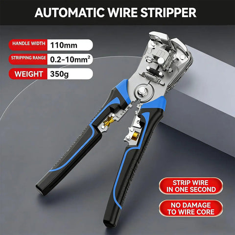 Heavy Duty Auto Wire Stripper And Crimping Tool For 0.2 To 10 Mm2 Wires One Second Stripping With No Core Damage Automatic Opening on black handles