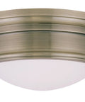 Antique Brass Two Light Ceiling Mount Fixture With Transitional Design For Living Rooms And Hallways Modern Vintage Lighting