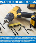 Drill with Tough As Nails Rust Resistant Black Pocket Hole Screws 2.5 Inch 100 Pack Exterior Wood Screws on wooden surface