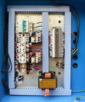 Control panel inside Heavy Duty Electric Hydraulic Pipe Tube Bender Machine featuring relays and wiring for operation.