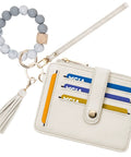 Beaded Boho Wristlet Wallet for Women With RFID Blocking Card Holder Convertible Wristlet and Keychain Holds Seven Cards Plus Cash