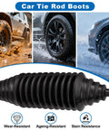 Universal Inner Tie Rod Boot Kit With Dustproof Silicone Rack And Pinion Boot in front of vehicle wheels in mud and snow.
