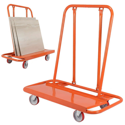 Workhorse Heavy Duty Plasterboard Mobile Tool Cart With Detachable Material Handling Trolley in orange with tiles loaded