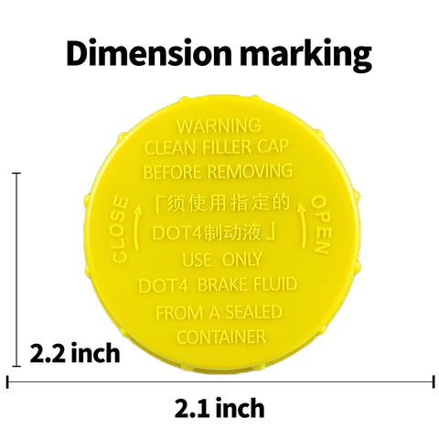 Yellow Brake Fluid Reservoir Cap For Subaru Crosstrek Forester Impreza WRX STI Legacy Outback Master Cylinder Cap Replacement, dimensions 2.2 x 2.1 inches.