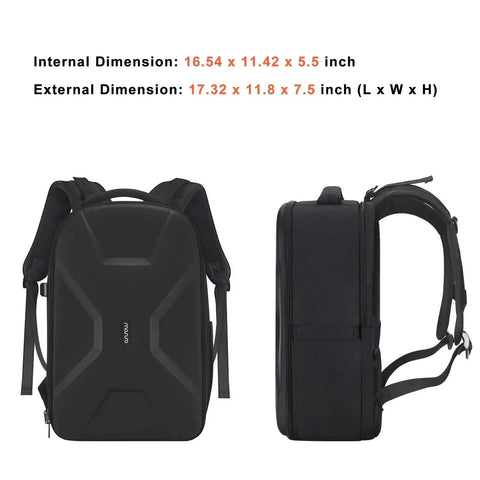 Hard Shell Waterproof Camera Backpack For DSLR SLR And Mirrorless Gear With Tripod Holder And Laptop Compartment side view