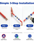 Step-by-step installation of 120-Piece Heat Shrink Solder Seal Wire Connectors Kit With Color-Coded 4 Size Set, Waterproof Butt Splice Connectors