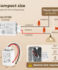 Wiring diagram for Wireless Light Switch And Receiver Kit showing setup with controller and neutral wire requirement.