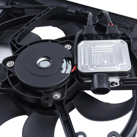 Close-up of Heavy Duty Engine Cooling Radiator Fan With Controller Fits Volvo XC60 S60 XC70 S80 V60 V70 2008 To 2016.