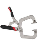 Rock Solid Pocket Hole Jig Face Clamp For Seamless Frame Joinery Featuring Adjustable Pressure And Lightning Fast Quick Release Lever For Dead Nuts Perfect Seams On Flat Woodwork Pieces, metallic body, ergonomic grip, single clamp design.