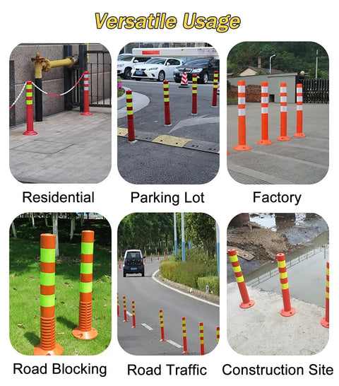 Badass Flexible Parking Barrier Poles And Commercial Traffic Delineator Posts Built Like A Tank With Rugged PU Construction For Street Safety Night Guide Markers