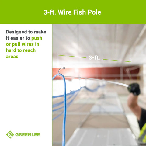 Collapsible Three Foot Cable Grabbing And Reaching Fish Pole For Easy Wire Pulling And Cable Installation In Hard To Reach Spots Up To Three Quarters Of An Inch Diameter product in use.