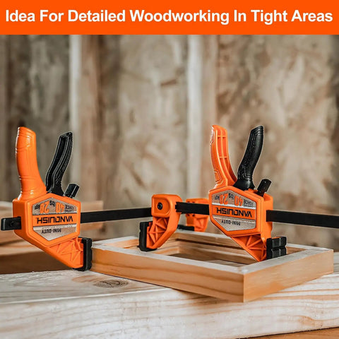 4 Pack 4 Inch Mini Bar Clamps for Woodworking, Tough 40 Lb Clamp Force, Compact 7.8 Inch Opening and 1.4 Inch Throat, Easy Grip Mini F Clamps for Fine Woodworking Projects and Crafting on a small wood frame