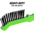 Slim Steel Wire Brush For Brake Calipers With Angled Head For Tight Spots And Rust Removal, Molded Handle Grip Makes Cleaning Brake Hardware And Rotors Quick And Easy
