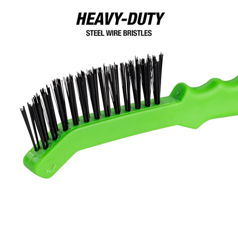 Slim Steel Wire Brush For Brake Calipers With Angled Head For Tight Spots And Rust Removal, Molded Handle Grip Makes Cleaning Brake Hardware And Rotors Quick And Easy