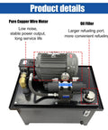 Dinenovote 3750w Hydraulic Power Unit With 80L Tank, Double-End Valve And Quantitative Vane Pump, 14Mpa Pressure Rating, Hard Tube Wiring For Continuous Industrial Use showing pure copper wire motor and oil filler.