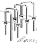 Square U Bolts Set 2 Inch Wide M10 Stainless Steel 304 Includes Wrench Four Pack For Trailer Auto Machinery And Marine Use