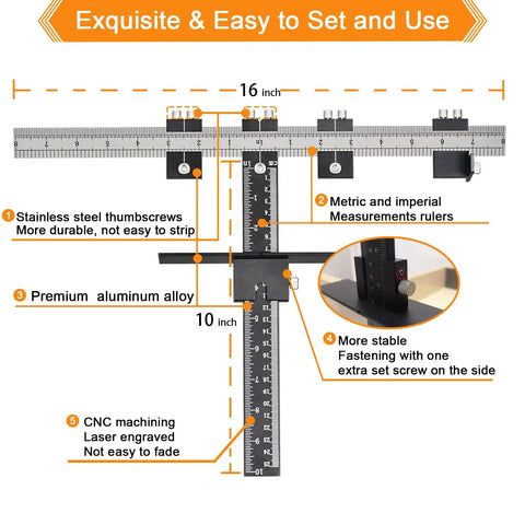 Pro Grade All Metal Cabinet Hardware Jig For No Nonsense DIY Friendly Quick Handle And Knob Install with rulers and guides