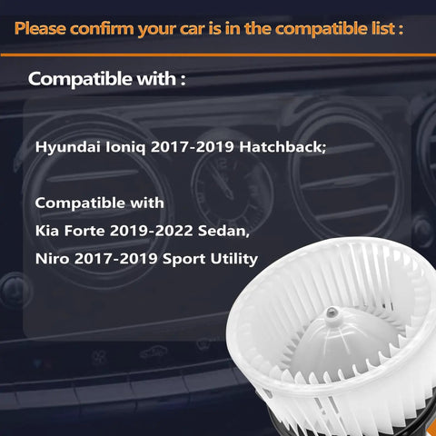 No Sweat Direct Fit Replacement For Kia Forte 2019 2022 And Niro 2017 2019 Plus Hyundai Ioniq 2017 2019 A C Heater Blower Motor with Fan.