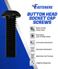 Top Shelf Button Head Socket Cap Screws 1/4-28 X 1 Inch 25 Pack Alloy Steel Black Oxide with rounded head for low-profile use.
