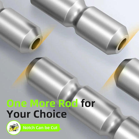 Top-down view of five silver aluminum rod-end components with hollow centers for trolling motor stabilizer mounts.