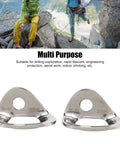 Two Heavy Duty 316 Stainless Steel Bolt Hangers, tough aerial climbing anchors for weather resistant outdoor rigging.