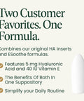 HAPure Hyaluronic Acid Vaginal Suppositories With Vitamin E For Women Hydration And Dryness Relief Hormone Free Formula 12 Count