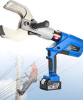 Cordless Electric Hydraulic Cable Cutter Shears With 18V 4Ah Battery, Digital Display, Auto Pressure Control, Beefy Copper And Aluminum Cable Cutting Tool, High Torque 150 Kn, 180 Kn And 250 Kn, Includes Charger And Tool Kit, blue with 18V battery