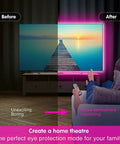 Comparison of 150Ft LED Strip Lights Kit With App Control And IR Remote, RGB Color Changing, enhancing TV setup.