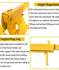 Heavy Duty Forklift Telescopic Boom With Adjustable Tilt And 6600 LBS Rock Solid Mobile Crane Kit angle regulator and supporting leg detail.