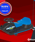 Crazy Cart Shift Electric Go Kart For Kids Ages 6 And Up 12V Drifting System With High And Low Speed Switch, 1 To 1 Steering, Black And Blue