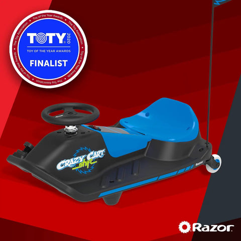 Crazy Cart Shift Electric Go Kart For Kids Ages 6 And Up 12V Drifting System With High And Low Speed Switch, 1 To 1 Steering, Black And Blue