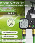Two Outlet Sprinkler Timer With Rain Delay Manual And Automatic Watering System Digital Outdoor Irrigation Controller attached to hose