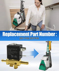Replacement Clean Machine Solenoid Valve 2037436 For Big Green Commercial Carpet Cleaners with model and part images.