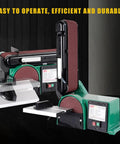 Knocks Rough Stock Flat Heavy Duty Electric Handheld Planer And Multifunctional Belt Sander With Rock Solid Cast Iron Base for efficient woodworking use.