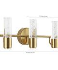 Brass Gold Modern Integrated LED Vanity Light Wall Sconce For Bathroom And Hallways With Clear Bubble Acrylic Shade 18 Inch