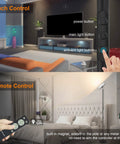 UFO Floor Lamp 71 Inch Tall With Remote showing touch controls and remote use in living room and bedroom setup, modern design.