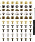 Premium 12Mm Screw Back Metal Studs And Rivets Kit With 40 Pieces Across 5 Fresh Colors And All Essential Hand Tools, assorted sizes.