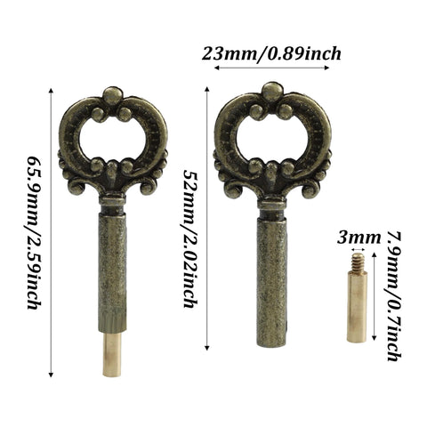 Two antique-brass lamp turn knobs with 1/2in extension for table/floor lamps (front view).
