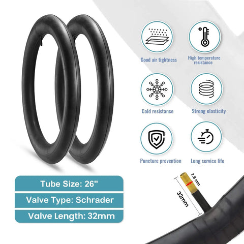 Beefy 26 Inch Mountain Bike Tire Kit Two Pack 26X1.95 Folding Puncture Resistant Tires with Tubes and Tire Levers features