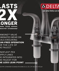 Diagram of Trinsic Chrome Centerset Bathroom Faucet With Diamond Seal Technology and Innoflex PEX supply lines.